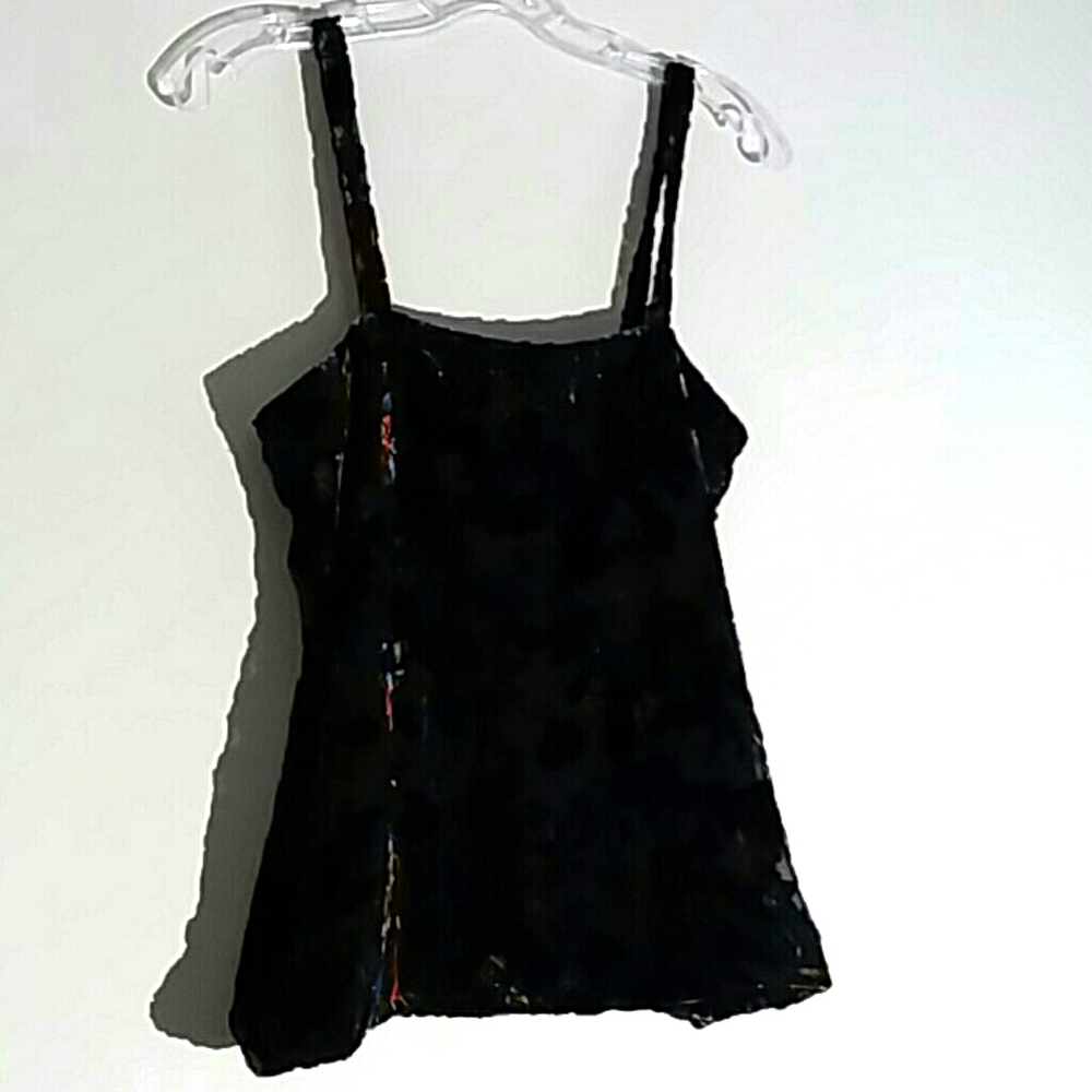 Winter Kate Flock Silk Tank floral nwot S